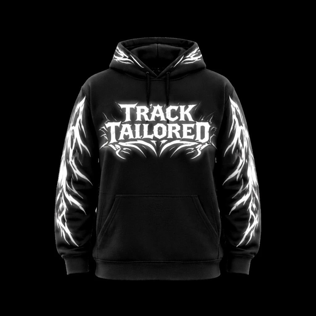 Track Tailored Oversized Reflective Motorcycle Owl Design Streetwear Hoodie